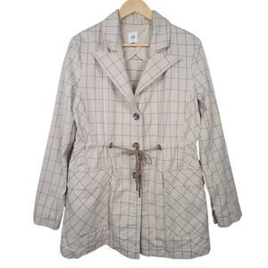 Cabi Womens M Windowpane Belted Blazer Jacket Beige Brown